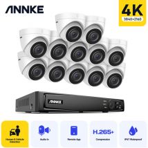 4K Ultra hd PoE Système de sécurité vidéo en réseau 16CH nvr de surveillance 4K avec compression vidéo H.265 + Caméras ip à tourelle câblées hd 4K à