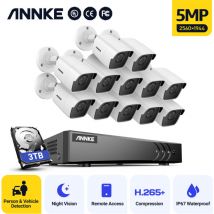 Annke 5MP Système de Caméra Surveillance dvr 12×Caméras Vision Nocture Alerte E-Mail Détection Mouvement Kit Vidéosurveillance Système 4TB