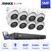 Sannce - annke 16CH Système de sécurité vidéo réseau Super hd PoE 5MP 8 caméras style b – 1TB