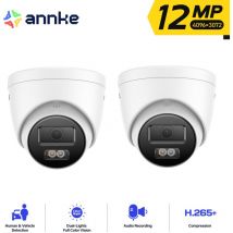 Annke - 2PCS 12MP Torre Telecamera di Sorveglianza Interni Esterni Visione Notturna a Colori Rilevamento di Persone/Veicoli Accesso Remoto