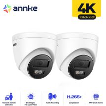 2pcs 4K Tower Caméra Surveillance Interieur Extérieure avec Détection Personne/Véhicule,Couleur Vision Nocturne Accès Distance - Annke