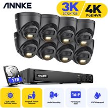 3K Dome Security Camera System Outdoor,16CH H.265+ Super hd poe nvr Video Security System,8PCS Camera- 1TB hdd - Annke