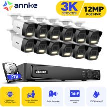 Annke - 3K Filaire Kit de Vidéosurveillance Extérieure, Caméra de Surveillance avec 16CH nvr et 12X5MP Caméra ip PoE,Détection