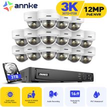 3K Filaire Kit de Vidéosurveillance Extérieure,16CH nvr et 16X5MP Caméra PoE,Double Lumière Intelligente,Détection Humaine/Véhicule,Couleur Vision