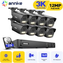 Annke - 3K Filaire Kit de Vidéosurveillance Extérieure,16CH nvr et 8X5MP Caméra PoE,Détection Humaine/Véhicule,Couleur Vision Nocturne,Double Lumière