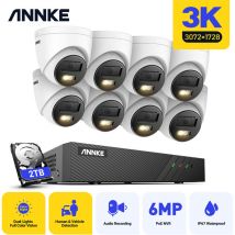 3K H.265+ nvr Security System with 8 Cameras,AI Human/Vehicle Detection,Built-in microphone,Waterproof IP67 -2TB hdd - Annke