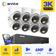 Annke - 3K H.265+ nvr Security System with 8 Cameras,AI Human/Vehicle Detection,Built-in microphone,Waterproof IP67 -2TB hdd