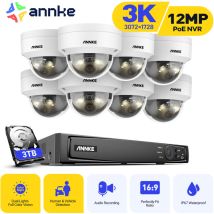 3K Kit de videovigilancia exteriores cable,16CH nvr y 8X5MP cámara PoE, luz dual inteligente, detección personas/vehículos, color visión nocturna,3TB