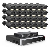 3K Outdoor Surveillance Camera, 32CH nvr and 28X 5MP PoE ip Camera, H.265+ Color Night Vision, Person/Vehicle Detection, Video Surveillance Kit, 6TB