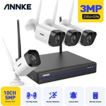 Sannce - annke 3MP Kit de Surveillance WiFi 8CH 5MP nvr 4 Caméras de Surveillance ip ir Vision Nocturne Enregistrement Audio pour l'Extérieur pas de