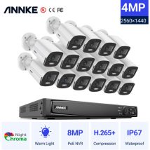 4K 16CH Ultra hd PoE nvr System avec 4MP Super hd True Full Color Night Vision H.265 + Network PoE Bullet ip Caméras de sécurité avec 16 caméras Kit