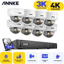 Annke - 4K 8CH H.265+ Video Surveillance PoE nvr System 8Cameras 3K Outdoor ir Network Camera mart Dual-Light Waterproof Security System -2TB hdd