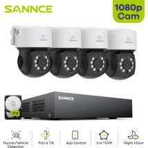Sistema di telecamere di sicurezza pt a 8 canali 1080P dvr visione notturna rilevamento del movimento, esterno, impermeabile,2TB - Sannce