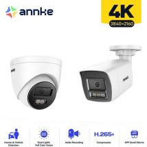 4K Caméra Surveillance Interieur Extérieure,Détection Personne/Véhicule,Couleur Vision Nocturne Accès Distance,1 Balle+1 Tower Caméra - Annke