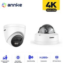 Annke - 4K Caméra Surveillance Interieur Extérieure,Détection Personne/Véhicule,Couleur Vision Nocturne Accès Distance,1 Dôme+1 Tower Caméra