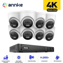 4K Kit Caméra de Surveillance Extérieur avec 8 Caméra de Sécurité Vision Nocturne +Alimentation,0TB - Annke