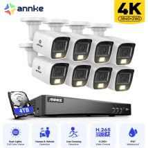 ANNKE 4K Kit de Vidéosurveillance Extérieures Filaires 8CH DVR,8 Caméras 8MP,Vision Nocturne Couleur et IR,Accès à Distance Système de Sécurité,4TB
