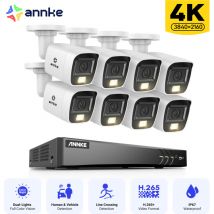 ANNKE 4K Kabelgebundenes Videoüberwachungsset für den Außenbereich, 8 Kanal DVR, 8 8MP Kameras,Farbnachtsicht, Fernzugriffssicherheitssystem,0TB