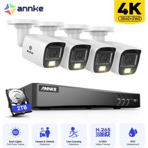 Annke - 4K Kit di videosorveglianza esterna cablata dvr 8CH, 4 telecamere da 8MP, visione notturna a colori e ir, sistema di sicurezza ad accesso