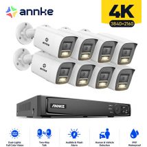 4K Outdoor Video Surveillance Kit 8CH nvr 8×Smart Cameras Dual Light 2-Way Audio, Night Vision, Motion Detection Wired Surveillance Camera Kit Remote