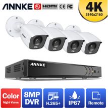 Annke - 4K Ultra hd DVR-Überwachungskamerasystem mit 24/7-Farbnachtsicht-CCTV-Überwachung im Innen- und Außenbereich mit zusätzlicher Beleuchtung mit