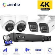 Annke - 4PCS 12MP Caméra Surveillance Interieur Extérieure Système,Détection Personne/Véhicule,Couleur Vision Nocturne Accès Distance,2 Balle +2