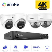 Annke - 4PCS 12MP Caméra Surveillance Interieur Extérieure Système,Détection Personne/Véhicule,Couleur Vision Nocturne Accès Distance,2 Tower +2 Dôme