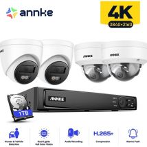 Annke - 4PCS 12MP Caméra Surveillance Interieur Extérieure Système,Détection Personne/Véhicule,Couleur Vision Nocturne Accès Distance,2 Tower +2 Dôme