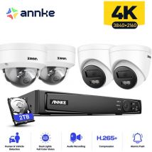 Annke - 4PCS 12MP Caméra Surveillance Interieur Extérieure Système,Détection Personne/Véhicule,Couleur Vision Nocturne Accès Distance,2 Tower +2 Dôme