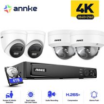 Annke - 4PCS 12MP Caméra Surveillance Interieur Extérieure Système,Détection Personne/Véhicule,Couleur Vision Nocturne Accès Distance,2 Tower +2 Dôme