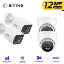 ANNKE 4PCS 12MP Caméra Surveillance Interieur Extérieure,Détection Personne/Véhicule,Couleur Vision Nocturne Accès Distance,2 Tower +2 Balle Caméra