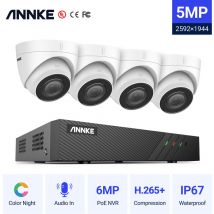 5MP PoE ip Security Camera System With onvif Turret Cameras 6MP 8CH nvr 100 ft Color Night Vision For Outdoor Indoor cctv Surveillance Kits 4 Cameras