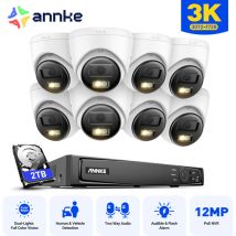 5MP 16CH Outdoor Security Camera System with 8×IP Cameras, Two-Way Audio, ir Night Vision, Smart Motion Detection, Email Alerts, Remote app/pc 2TB