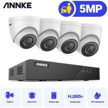5MP 8CH PoE Security System 4 Turret Cameras Built-in Mic cctv Video Surveillance - no hdd - Annke