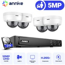 ANNKE 5MP Extérieure Système de caméras de sécurité NVR 12MP H.265+ pour enregistrement 24h/7,4 caméras DomeIP PoE 3K Vision Nocturne,2TB HDD