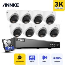 5MP Kit Caméras de Vidéosurveillance Tourelle Extérieures Filaires,8CH 3K H.265+DVR et 8 Caméras 5MP,Vision Nocturne Couleur,Accès à Distance,2TB hdd