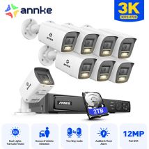 Annke - 5MP Kit de Vidéosurveillance Exterieure 16CH avec 2TB Audio Bidirectionnel,Détection de Personne et Véhicule,IR Vision Nocturne,Alerte Email