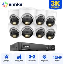 5MP Kit de Vidéosurveillance Exterieure 16CH avec 8×Caméras IP,Audio Bidirectionnel,IR Vision Nocturne,Intelligente Détection Mouvement,Alerte Email