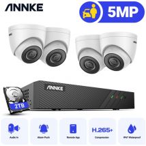 Annke - 5MP Kit de Vidéosurveillance Filaire poe 4 Caméras ip Vision Nocturne Couleur avec Audio,Détection de Movement,Enregistrement 24/7 Système de