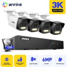 Annke - 5MP Kit de Vidéosurveillance PoE 4X5MP Caméra Extérieure Détection de Mouvement Vision Nocturne Enregistrement Audio,1TB