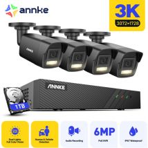 Annke - 5MP Kit de Vidéosurveillance PoE 4X5MP Caméra Extérieure Double Lumière Vision Nocturne Détection Mouvement,1TB