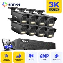 Annke - 5MP Kit de Vidéosurveillance PoE 8X5MP Caméra Extérieure Double Lumière Vision Nocturne Détection Mouvement,1TB