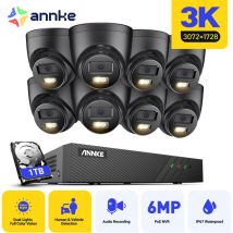 5MP Kit de Vidéosurveillance PoE 8X5MP Caméra Extérieure Enregistrement Audio Accès à Distance,1TB - Annke