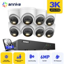 ANNKE 5MP Kit de Vidéosurveillance PoE 8X5MP Caméra Extérieure Vision Nocturne Accès à Distance,1TB