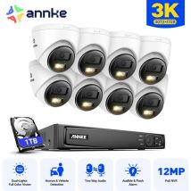 5MP Kits de Videovigilancia Exteriores 8CH nvr 8 Cámaras Visión Nocturna Inteligente Doble Luz, Audio Bidireccional,Detección Movimiento,Sistema de