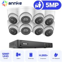 5MP PoE Kit Caméra de Surveillance Extérieure 8X5MP ip PoE Caméra avec Audio Vision Nocturne Détection de Movement,0TB - Annke
