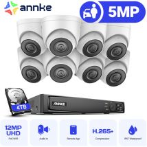 5MP PoE Kit Caméra de Surveillance Extérieure 8X5MP ip PoE Caméra avec Audio Vision Nocturne Détection de Movement,4TB - Annke