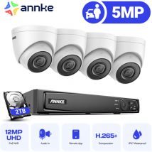 5MP PoE Turret Système de caméra de sécurité cctv avec kit de vidéosurveillance intérieur extérieur 8CH 4K nvr 4 caméras - Disque dur 2 To - Annke