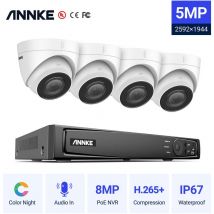 Annke - 5MP PoE Turret Système de caméra de sécurité cctv avec kit de vidéosurveillance intérieur extérieur 8CH 4K nvr 4 caméras - Pas de disque dur