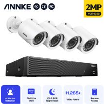 Annke - 8CH Kit de surveillance,5MP H.265+ Smart 6 en 1 dvr surveillance à distance vision nocturne Infrarouge imperméable 4 caméras - Pas de disque